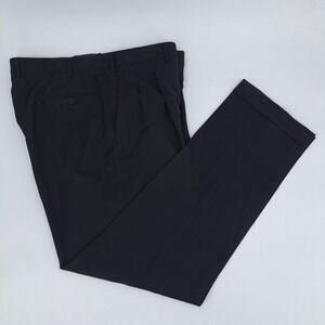 Ermenegildo Zegna Dress Pants Mens 38x33 Wool Black Solid Pleated Cuffed